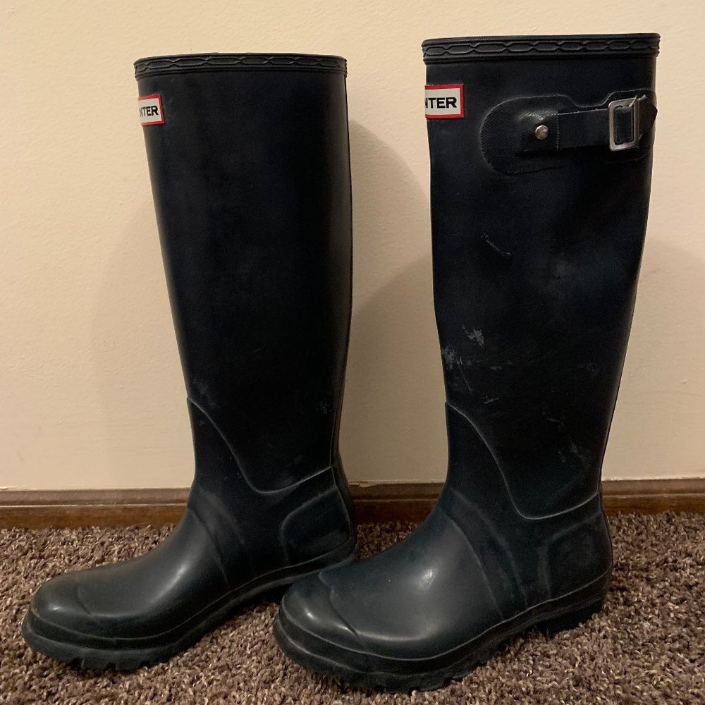 Hunter Women's Original Tall Rain Boots Navy Blue Size 6